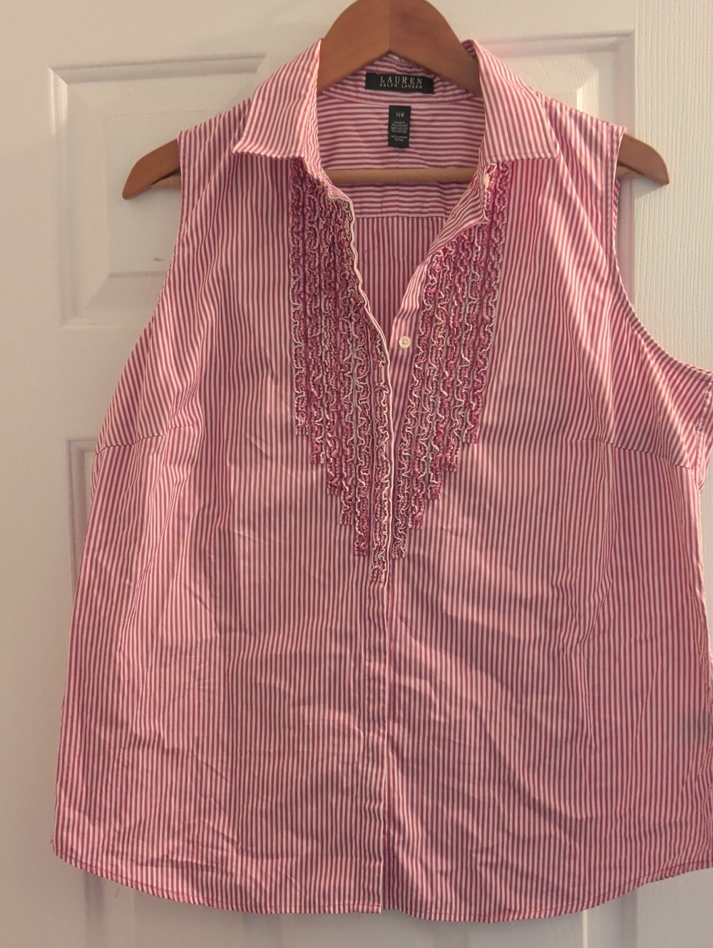 Lauren Ralph Lauren Women's Striped Embroidered Tunic Pink & White 14W